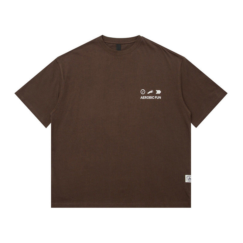 Men T Shirt Summer Retro Back Printed Casual Short-Sleeved T-shirt for Men and Women