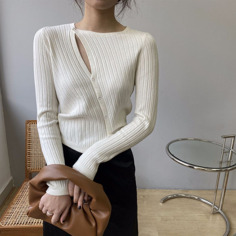 Women Cardigan Sweater Sexy Retro Fork Cardigan Autumn Sweater 8t8130