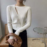 Women Cardigan Sweater Sexy Retro Fork Cardigan Autumn Sweater 8t8130