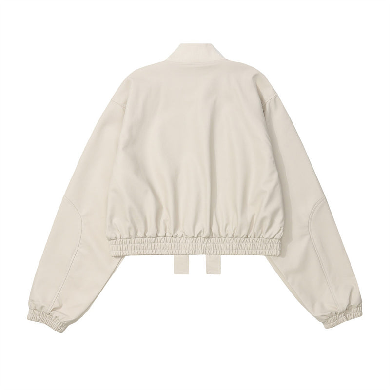 Women Jacket Short Leather Jacket Motorcycle Clothing Coat Zipped Stand Collar Fall Jacket