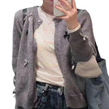Women Knitwear Autumn and Winter Bow round Neck Sweaters Cardigan
