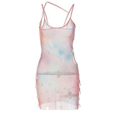 Women Dresses Spring Sexy Mesh Hollow Sling Dress