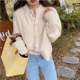 Women Knitwear Autumn and Winter round Neck Sweater Loose Knitted Cardigan