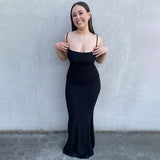 Women Dresses Casual Sleeveless Slim Fit Camisole Dress (Bla0420)