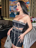 Women's Evening Dress Sexy Punk Bandage Dress Hollow Skirt