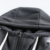 Unisex Winter Cotton Coat Polar Fleece Hooded Cotton Coat Vintage Embroidery Cotton-Padded Coat