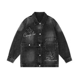 Women Jacket XINGX Affixed Cloth Embroidered Detachable Denim Jacket