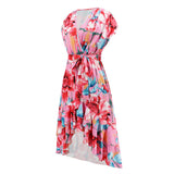 Women Date Dress Sexy V-neck Bat Sleeve Irregular Fishtail Skirt