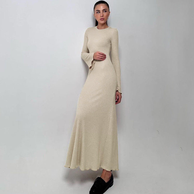 Women Dresses Winter Slim Fit round Neck Long Sleeves Dress
