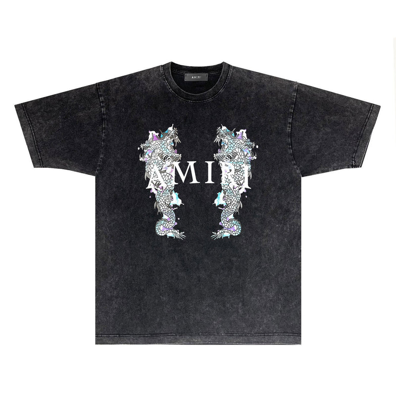 Amiri T Shirts Washed and Worn Retro Short Sleeve T-shirt