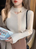 Women Knitwear Autumn and Winter Hollow round Neck Sweater