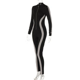 Women Jumpsuit Winter Zipper Slim Fit Long Sleeve Sports Yoga Jumpsuit