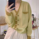 Women Knitted Cardigan Autumn and Winter Knitted Sweater Loose Long Sleeve Jacket