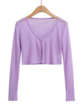 Women Sweater Knitwear Summer Fork Sun Protection Knit Cardigan V-neck Top
