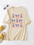 Casual T-shirt print summer loose short sleeves