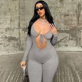 Women Jumpsuit Autumn Sexy Chest Hollow Slim Fit Long Sleeve Jumpsuit