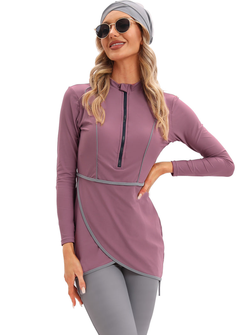 Muslim Bathing Suits Muslim Swimwear Printed Muslim Women's Swimsuit Zipper Chest Pad Burkini