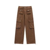 Men Jeans Straight Wide Leg Cargo Pants Jeans