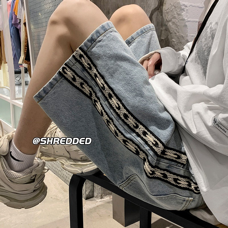 Men Jeans Summer Loose Straight Casual Shorts