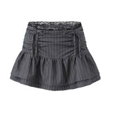 Women Skirt Summer Stripes Drawstring Skirt