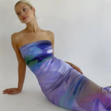Women Dresses Summer Printing Slim Fit Backless Dress
