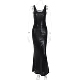 Women Dresses Winter U-Neck Slim-Fit Suspenders Dress