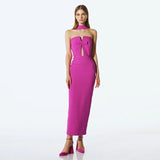 Women Evening Dress Bow Hollow Backless Slit Formal Dress