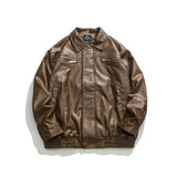 Unisex Shirts Fall Multi-Pocket Leather Coat