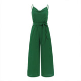 Women Date Dress Summer Sexy Slim-Fit Suspender Wide-Leg Jumpsuit Trousers