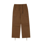 Men Sweatpants Workwear Wide-Leg Casual Pants Pleated Straight Loose Drawstring Ankle-Tied Trousers