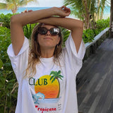 Retro Oversized Tropical Beach T-Shirts Summer Short Sleeve
