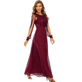 Women Evening Gown Sexy Chiffon Stitching Sequins Dress