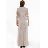 Women Evening Gown Sexy Retro Green Sequins Dress Long Dress