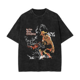 Washed retro cotton t-shirt Sauron printed washed old short-sleeved t-shirt