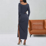 Women Dress Fall/Winter Slim Sexy Cutout Hip Bag Party Dress