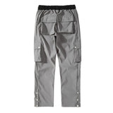 Men Sweatpants Multi-Pocket Cargo Pants Slit Loose Straight-Leg Trousers