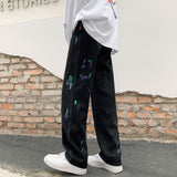 Men Jeans Splash-Ink Jeans Men's Autumn Baggy Straight Trousers Casual Trousers