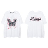 Men T Shirt Floral Print Vintage Retro Couple Short Sleeve T-shirt Men and Women Hip Hop