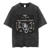 Autism Skeleton Meme T Shirt Funny Skull Men Women Fashion