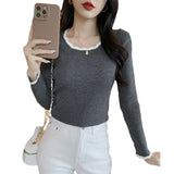 Women Knitted Pullover Autumn and Winter Slim Fit Sweater Cropped Top