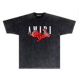 Amiri T-shirt Washed and Worn Retro Short Sleeve T-shirt