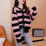 Women Knitwear Autumn and Winter round Neck Sweater Loose Knitted Cardigan