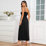Women Date Dress Lace Slit off-the-Shoulder Tube Top A- line Dress