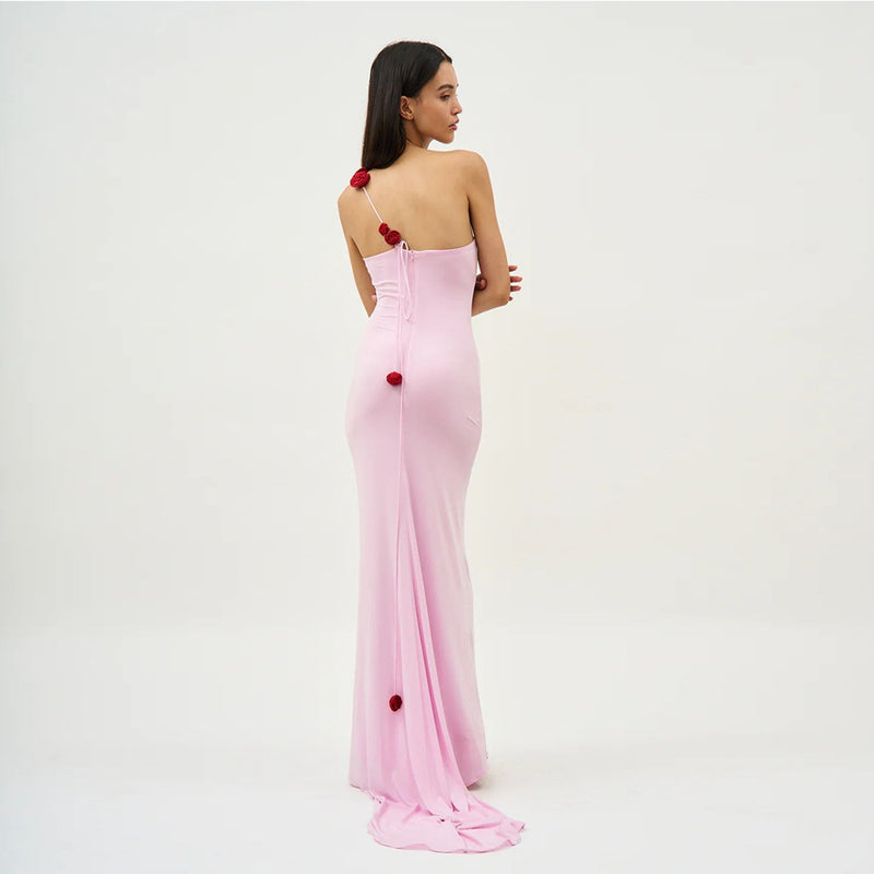 Women Dresses Sexy Slim Fit Single-Shoulder Suspender Dress Long Dress (Zns0409)