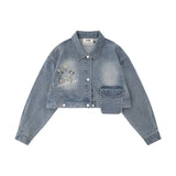 Women Jacket XINGX Affixed Cloth Embroidered Detachable Denim Jacket