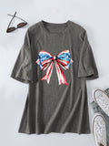 Summer Crew Neck Loose T-Shirt Bow Printing Loose