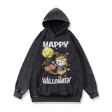 Men Hoodie Vintage Cartoon Print Casual Hooded Sweater