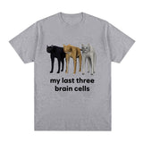 Funny My Last Three Brain Cells Cats Meme T Shirt Men's