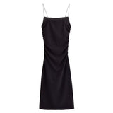 Women Dresses Summer Square Neck Sheath Slim Strap Dress (Xds0414)