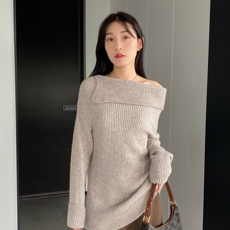 Women Winter Knitted Sweater Autumn and Winter Sweater Long-Sleeved Shirt 8t3110